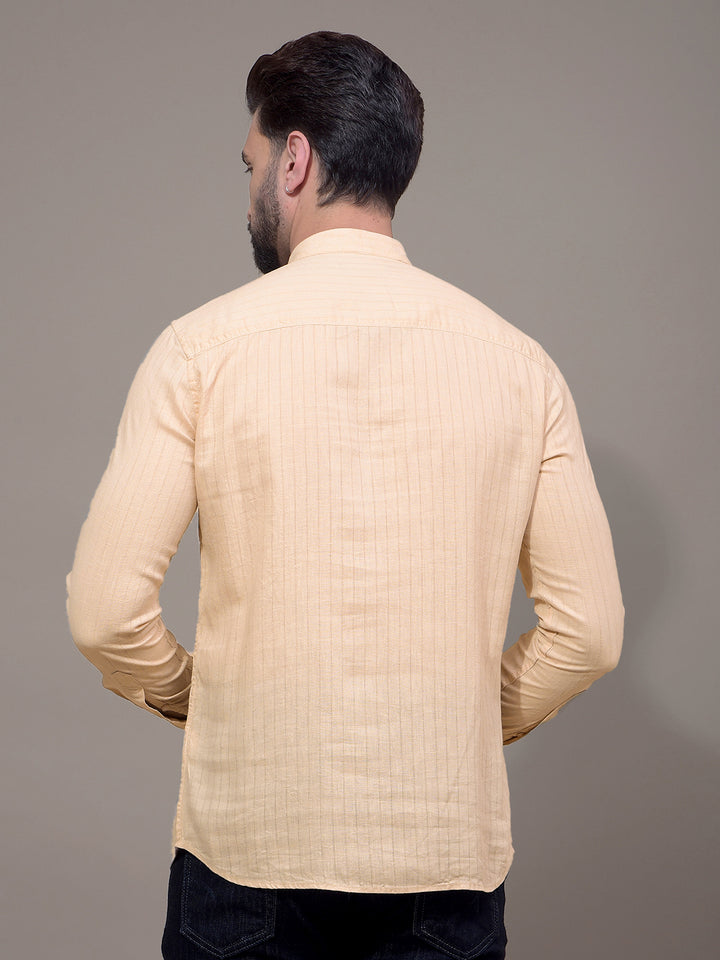 Beige Linen Kurta-Men Kurtas-Crimsoune Club