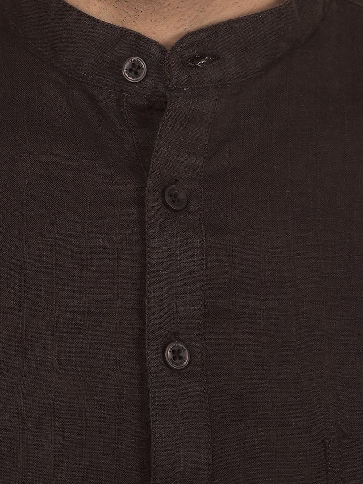 Brown Linen Kurta-Men Kurtas-Crimsoune Club