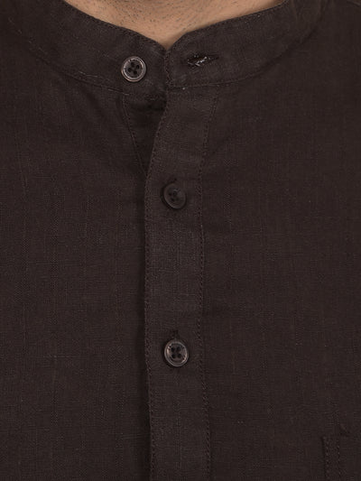Brown Linen Kurta-Men Kurtas-Crimsoune Club