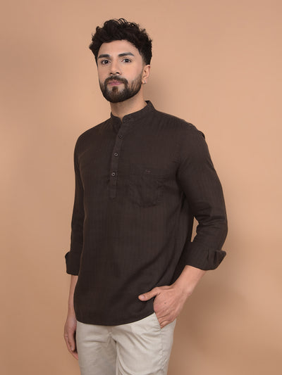 Brown Linen Kurta-Men Kurtas-Crimsoune Club