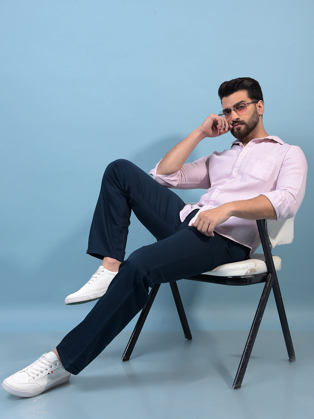 Men's Pink Printed Cotton Shirt-Men Shirts-Crimsoune Club