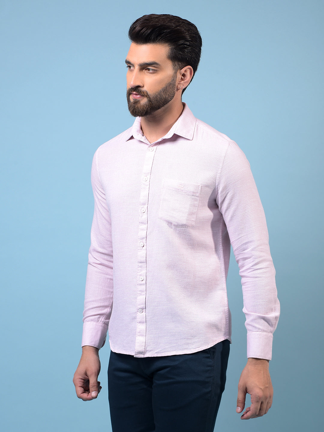 Men's Pink Printed Cotton Shirt-Men Shirts-Crimsoune Club