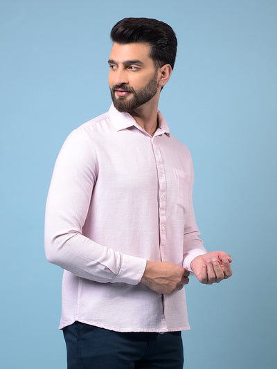 Men's Pink Printed Cotton Shirt-Men Shirts-Crimsoune Club