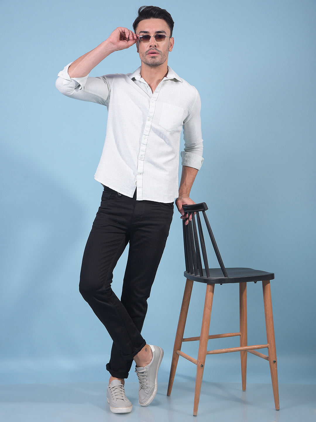 Green 100% Cotton Shirt-Men Shirts-Crimsoune Club
