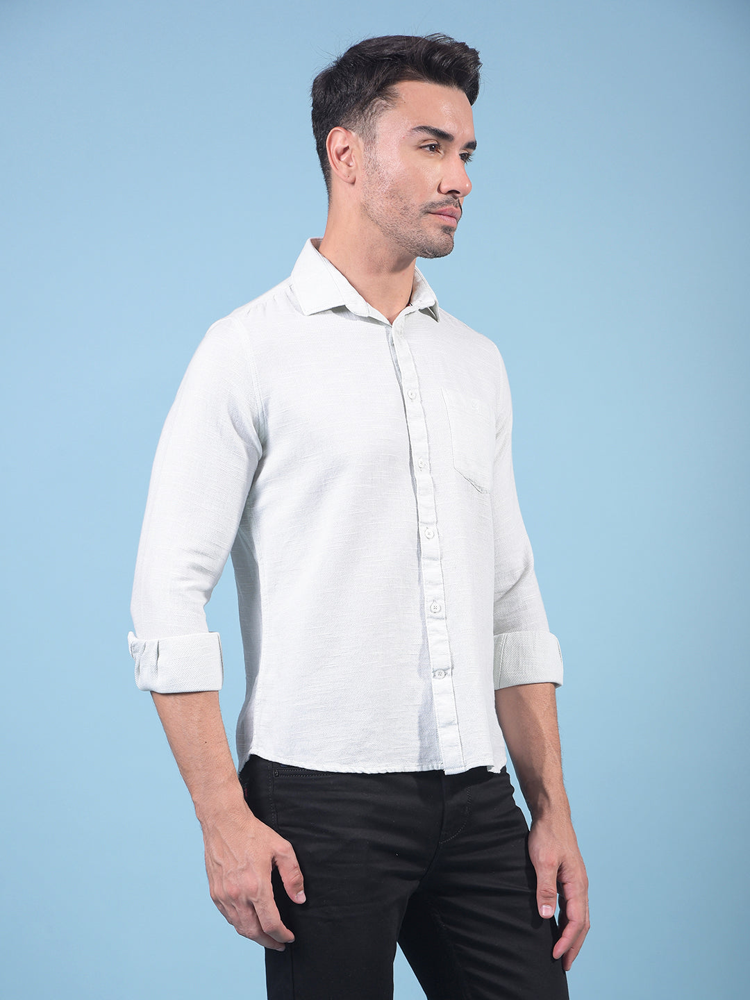 Green 100% Cotton Shirt-Men Shirts-Crimsoune Club