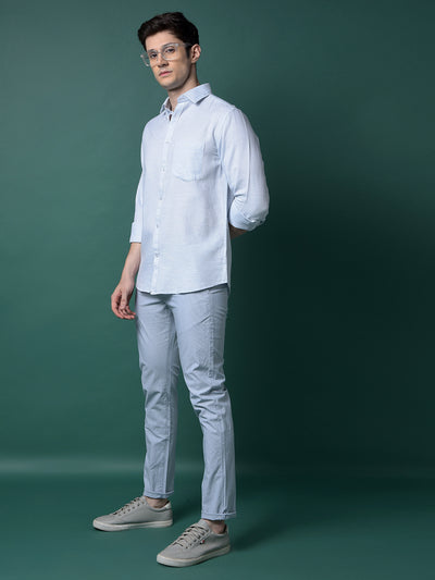 Blue Textured Shirt-Men Shirts-Crimsoune Club