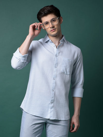 Blue Textured Shirt-Men Shirts-Crimsoune Club