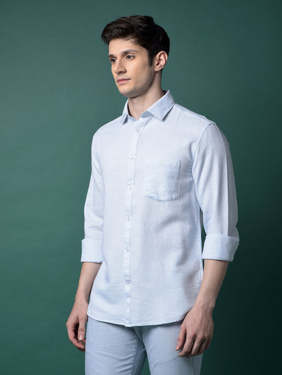Blue Textured Shirt-Men Shirts-Crimsoune Club