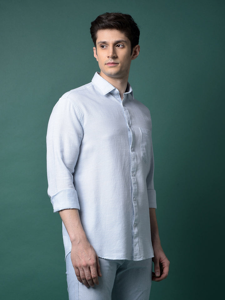 Blue Textured Shirt-Men Shirts-Crimsoune Club