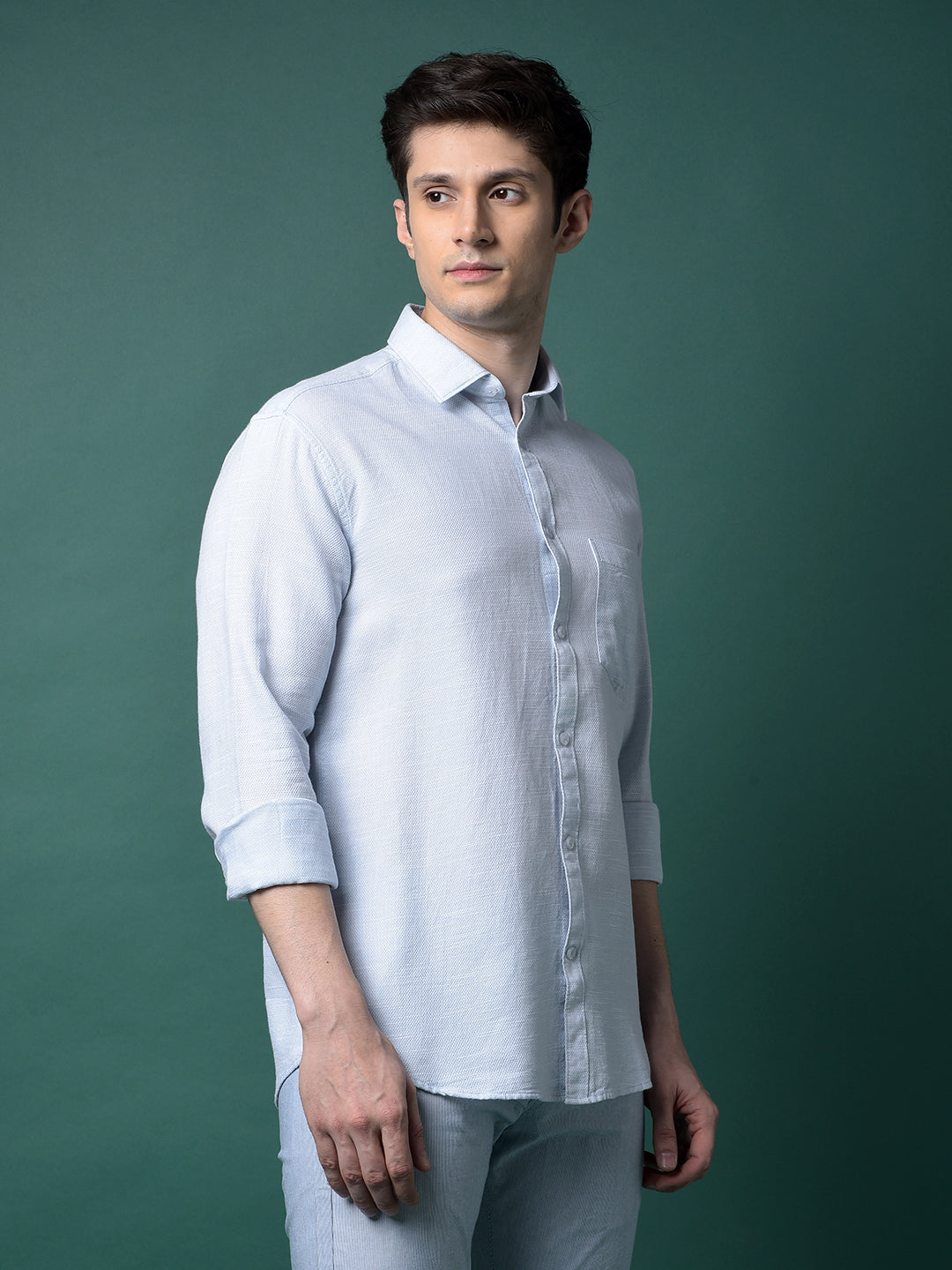 Blue Textured Shirt-Men Shirts-Crimsoune Club