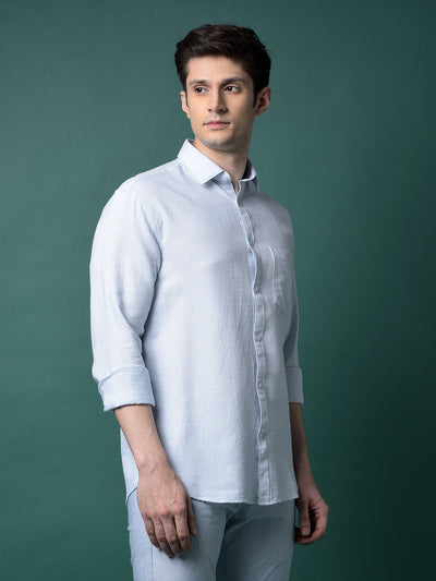 Blue Textured Shirt-Men Shirts-Crimsoune Club