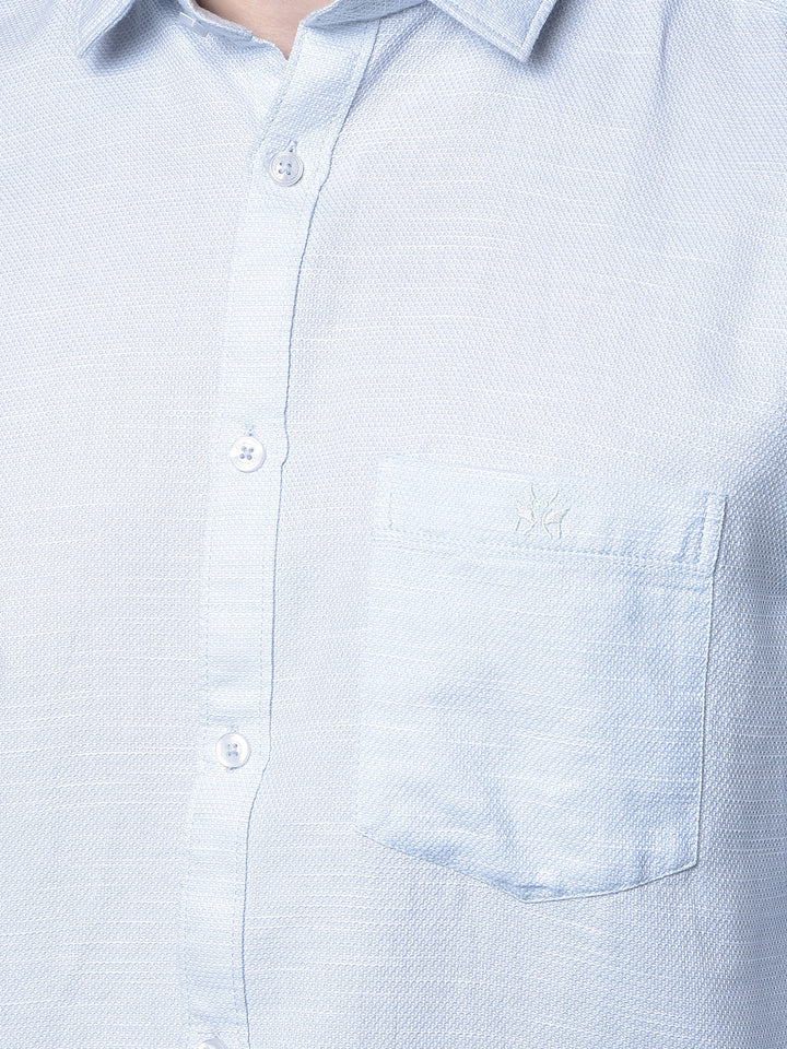 Blue Textured Shirt-Men Shirts-Crimsoune Club