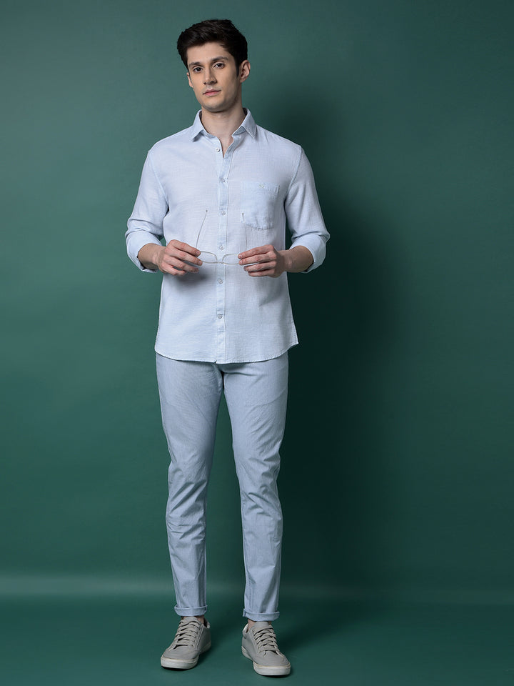 Blue Textured Shirt-Men Shirts-Crimsoune Club
