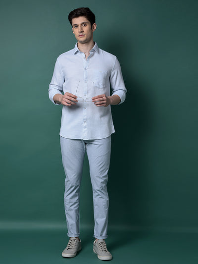 Blue Textured Shirt-Men Shirts-Crimsoune Club