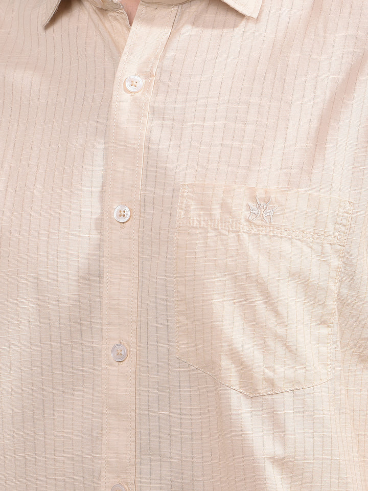 Beige Vertical Stripes Shirt-Men Shirts-Crimsoune Club