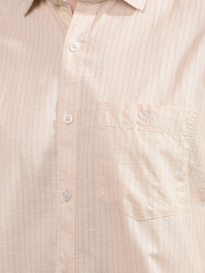 Beige Vertical Stripes Shirt-Men Shirts-Crimsoune Club