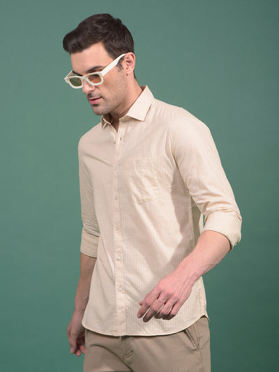Beige Vertical Stripes Shirt-Men Shirts-Crimsoune Club