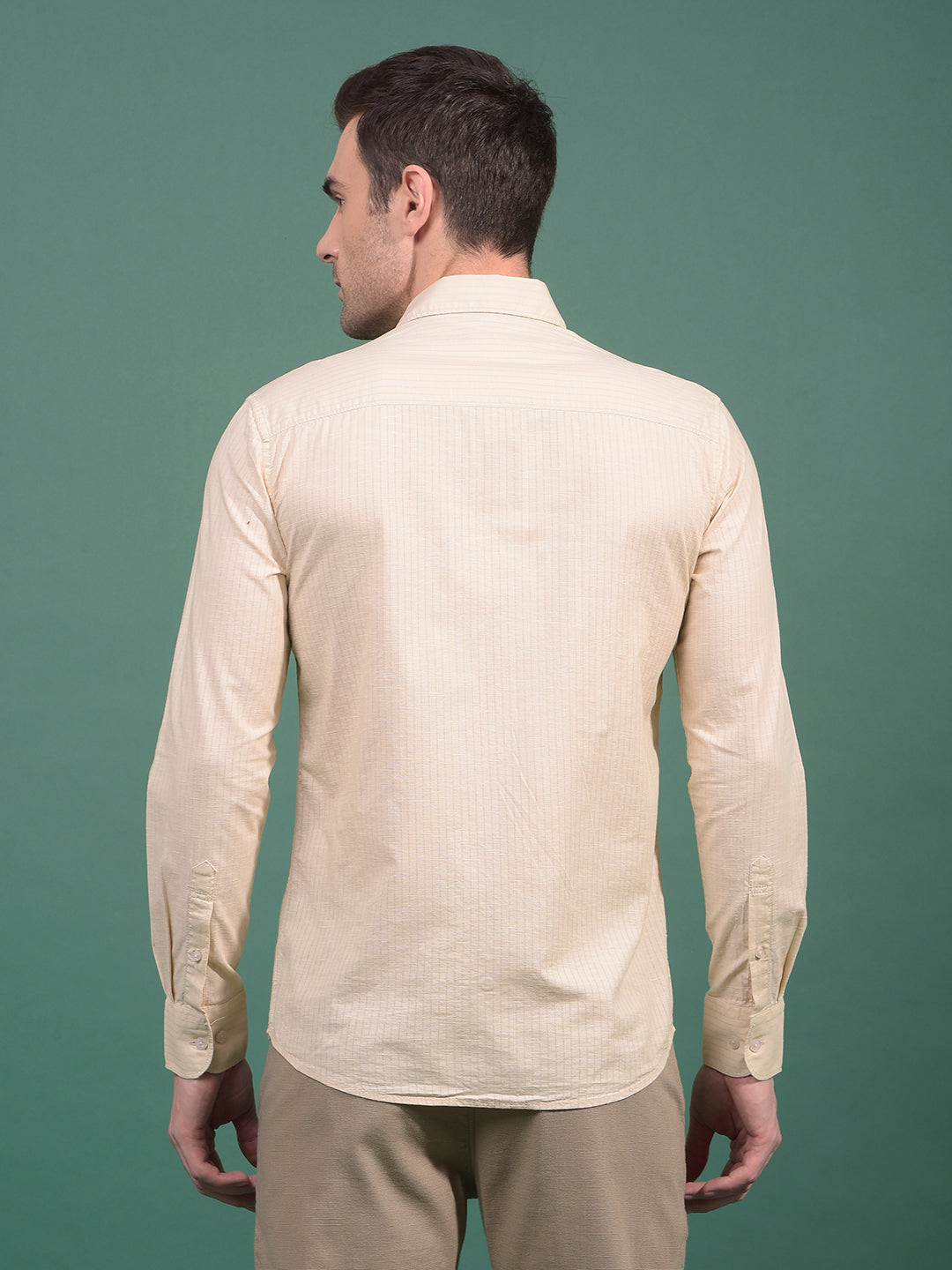 Beige Vertical Stripes Shirt-Men Shirts-Crimsoune Club