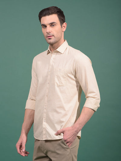 Beige Vertical Stripes Shirt-Men Shirts-Crimsoune Club