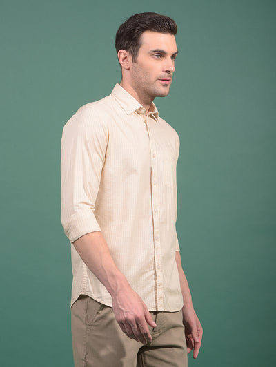 Beige Vertical Stripes Shirt-Men Shirts-Crimsoune Club