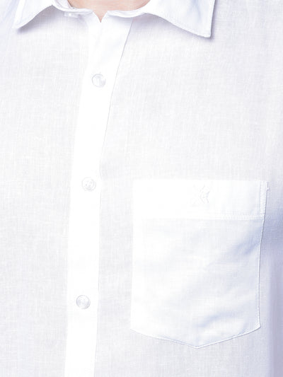 White Linen Shirt-Men Shirts-Crimsoune Club