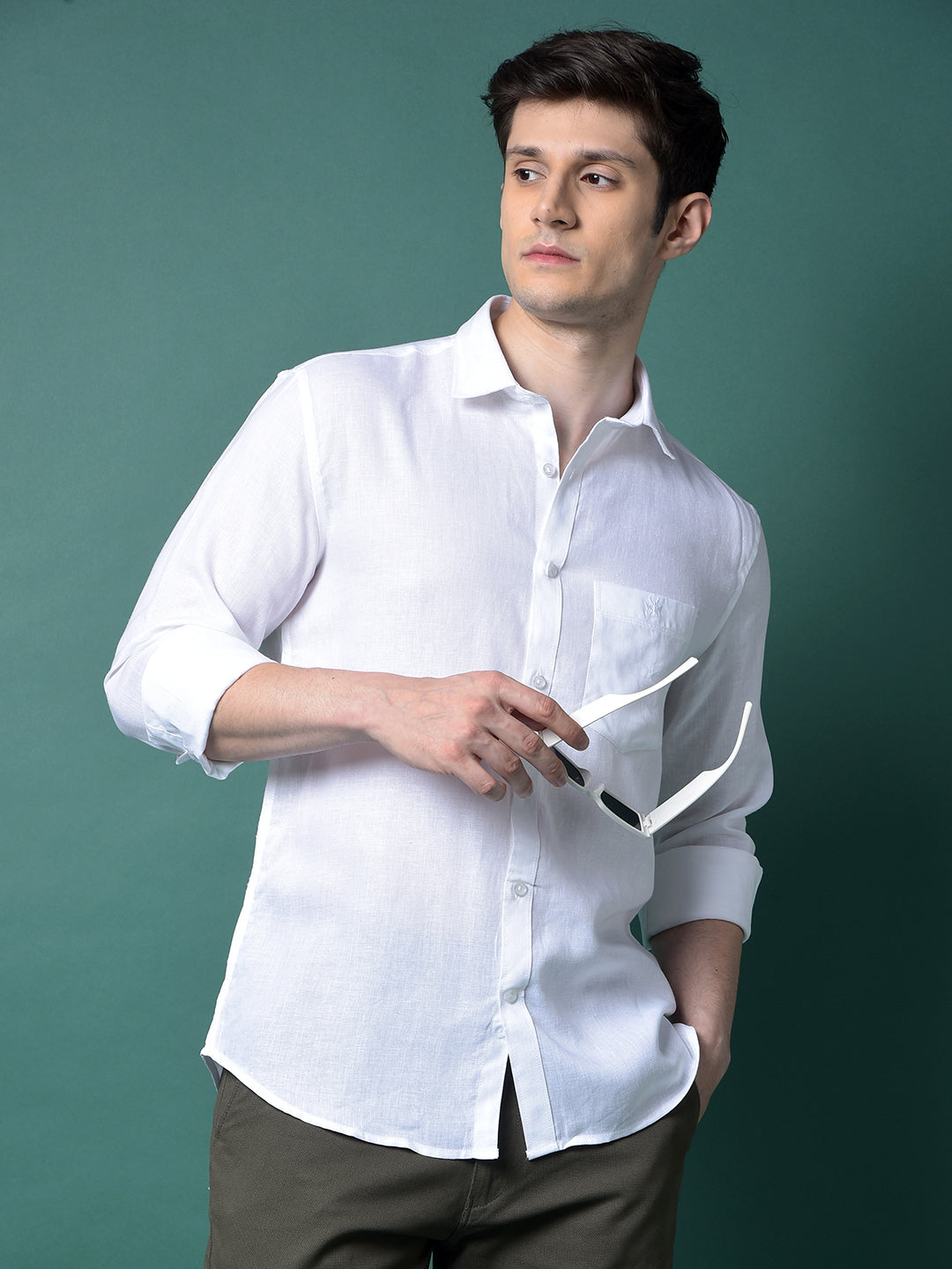 White Linen Shirt-Men Shirts-Crimsoune Club