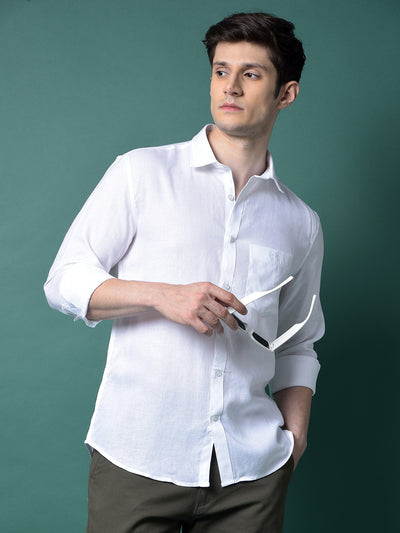White Linen Shirt-Men Shirts-Crimsoune Club
