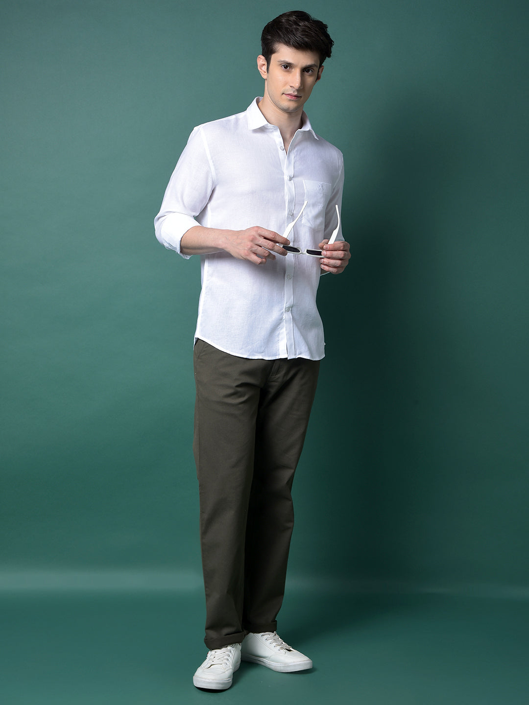 White Linen Shirt-Men Shirts-Crimsoune Club
