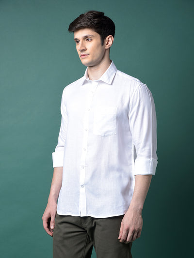 White Linen Shirt-Men Shirts-Crimsoune Club