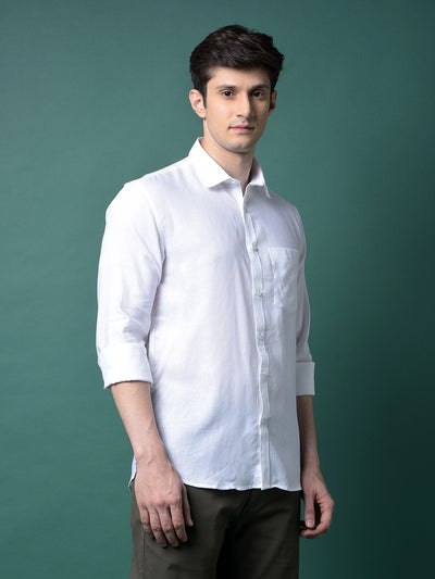White Linen Shirt-Men Shirts-Crimsoune Club