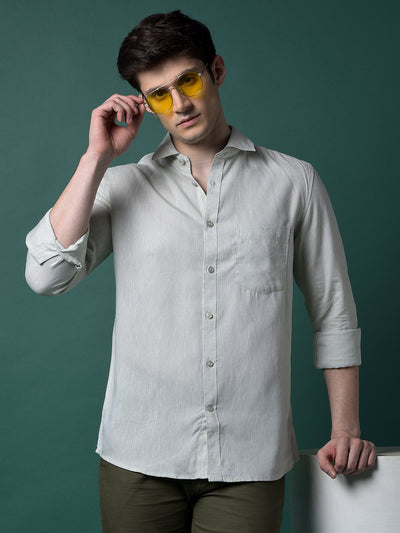Green Linen Shirt-Men Shirts-Crimsoune Club
