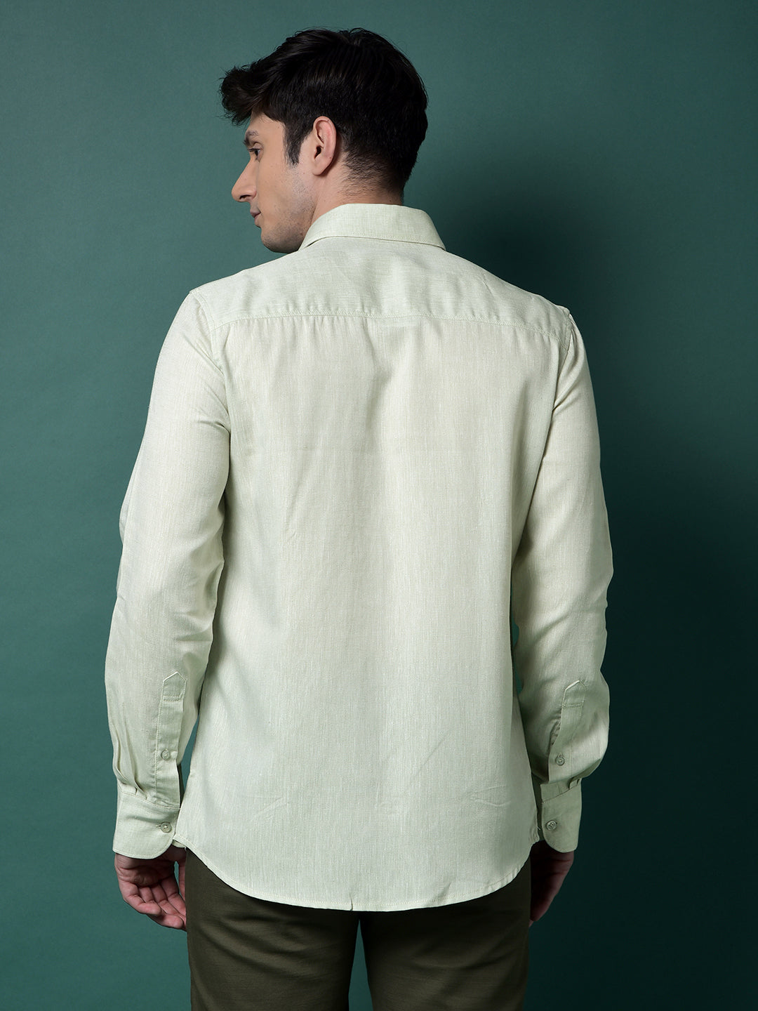 Green Linen Shirt-Men Shirts-Crimsoune Club
