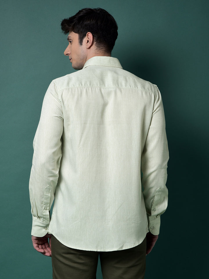 Green Linen Shirt-Men Shirts-Crimsoune Club