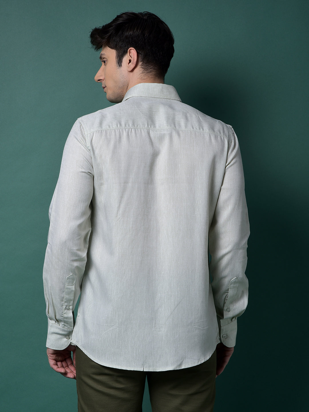 Green Linen Shirt-Men Shirts-Crimsoune Club