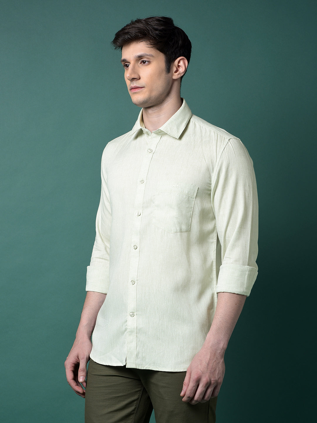 Green Linen Shirt-Men Shirts-Crimsoune Club