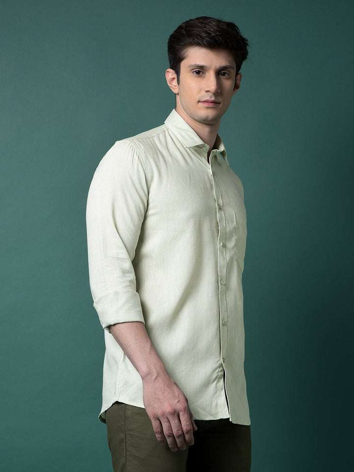 Green Linen Shirt-Men Shirts-Crimsoune Club