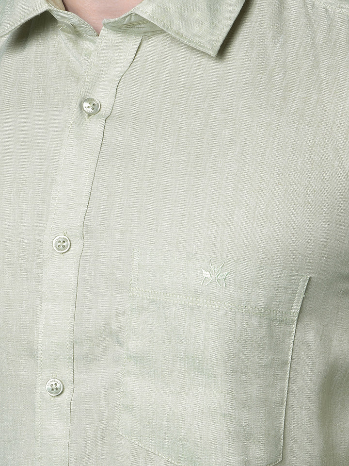 Green Linen Shirt-Men Shirts-Crimsoune Club