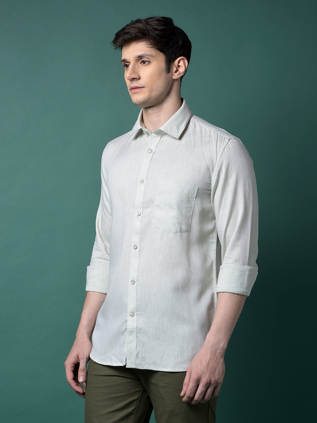 Green Linen Shirt-Men Shirts-Crimsoune Club