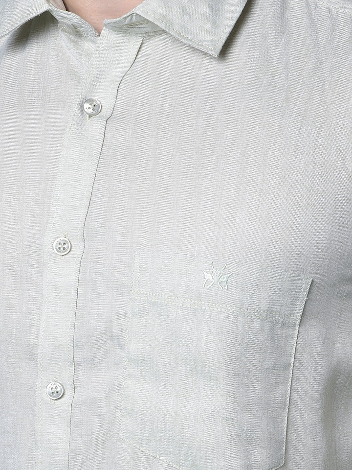 Green Linen Shirt-Men Shirts-Crimsoune Club