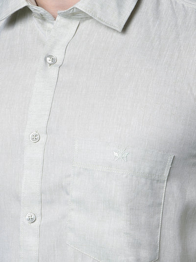 Green Linen Shirt-Men Shirts-Crimsoune Club