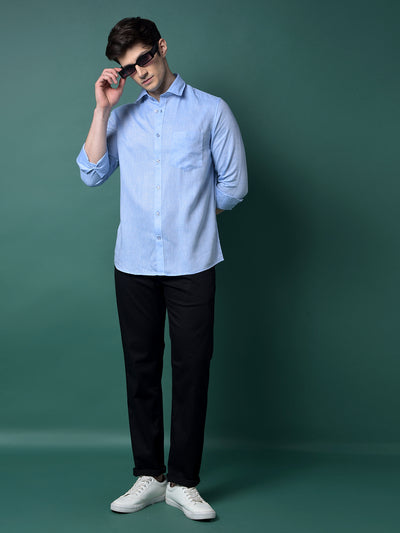 Blue Linen Shirt-Men Shirts-Crimsoune Club