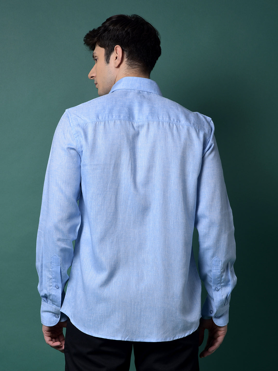 Blue Linen Shirt-Men Shirts-Crimsoune Club