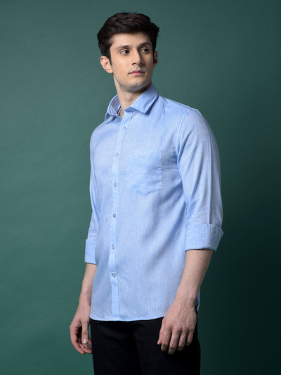 Blue Linen Shirt-Men Shirts-Crimsoune Club