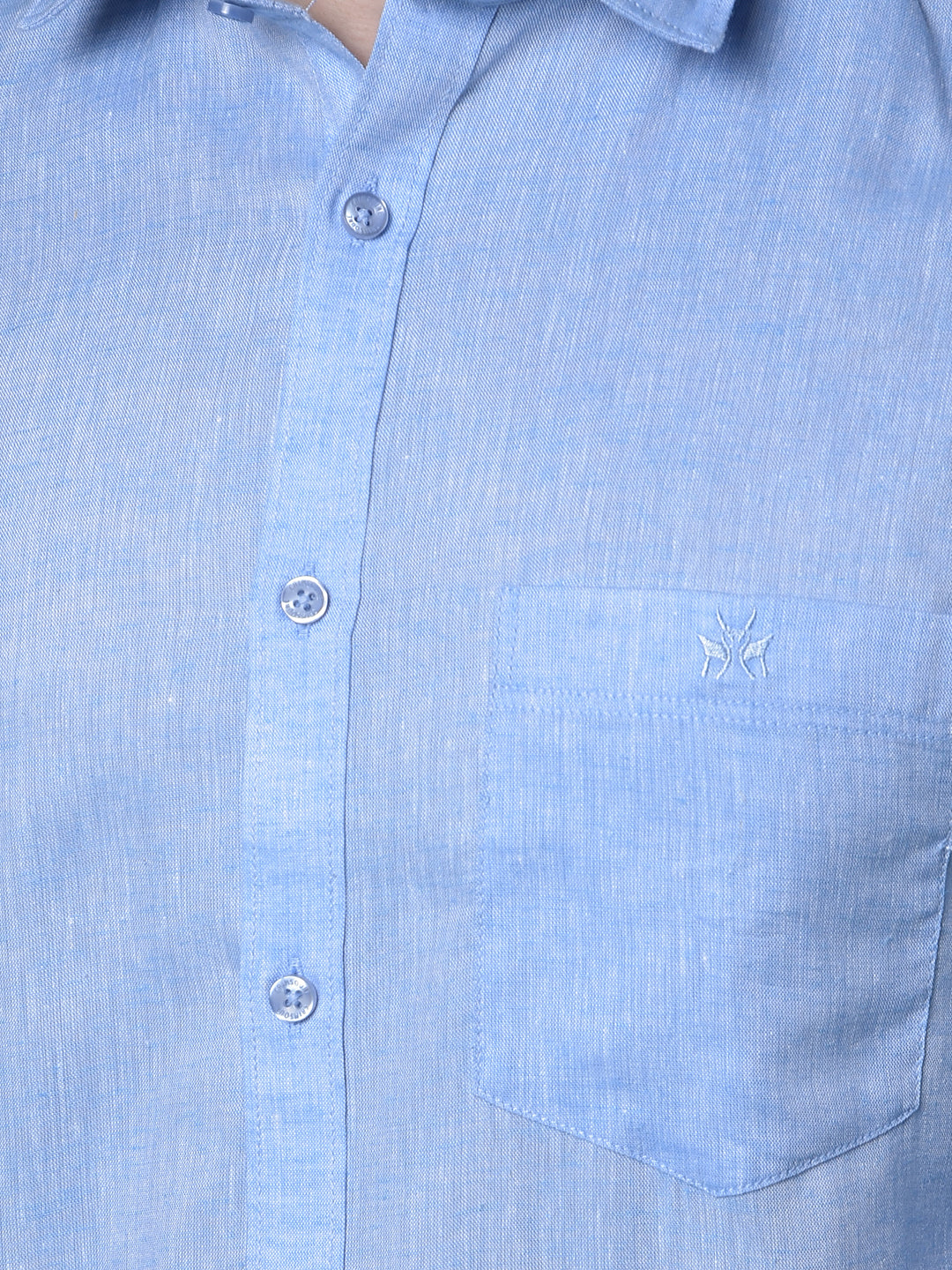 Blue Linen Shirt-Men Shirts-Crimsoune Club