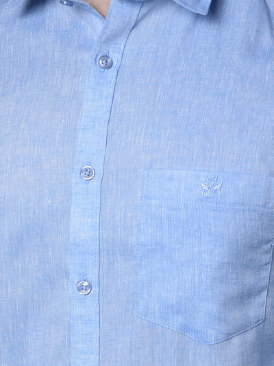 Blue Linen Shirt-Men Shirts-Crimsoune Club