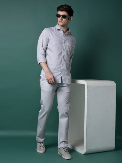Grey Linen Shirt-Men Shirts-Crimsoune Club