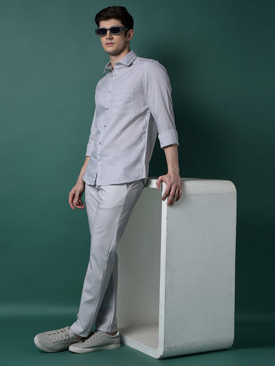 Grey Linen Shirt-Men Shirts-Crimsoune Club