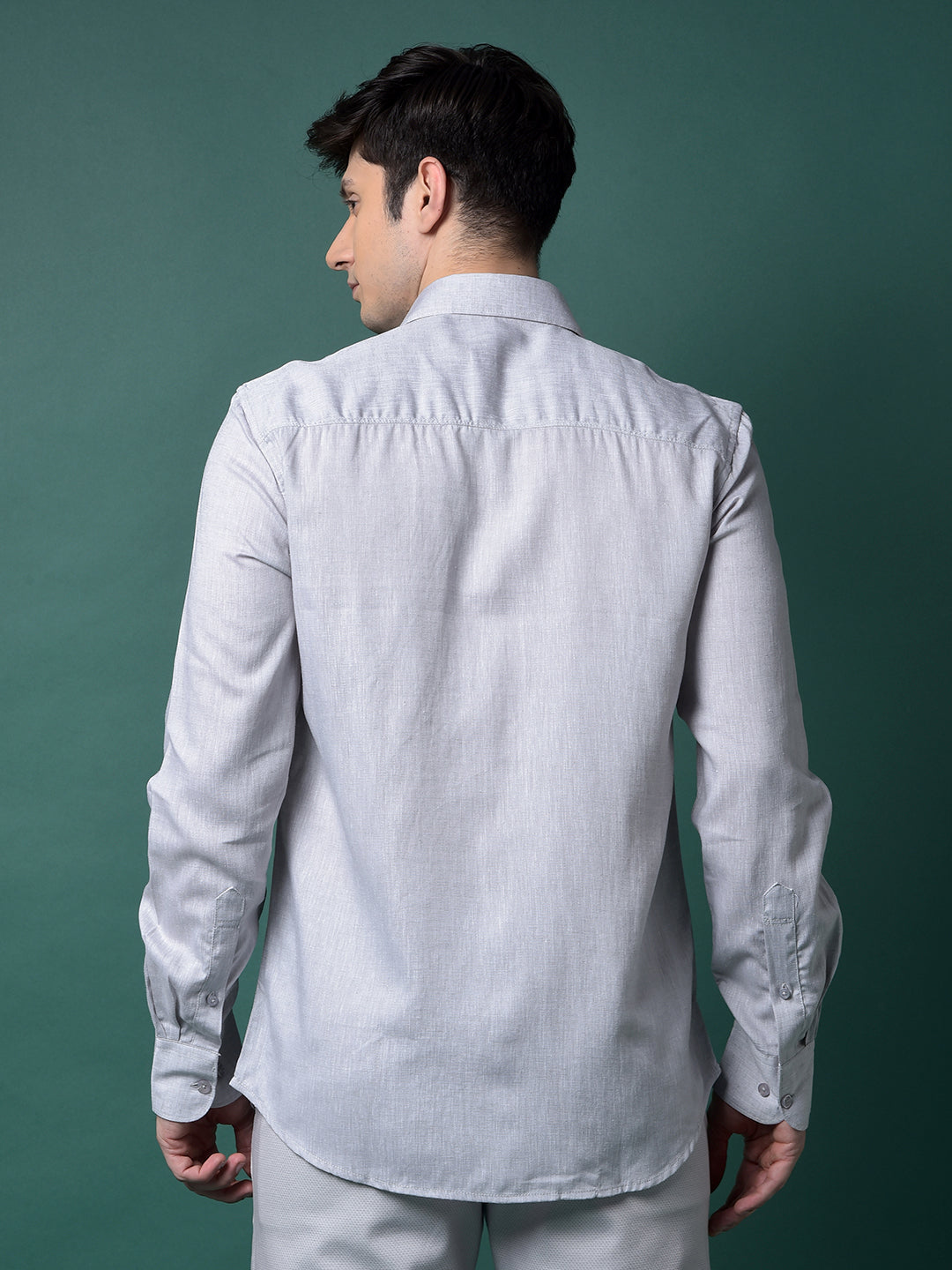 Grey Linen Shirt-Men Shirts-Crimsoune Club
