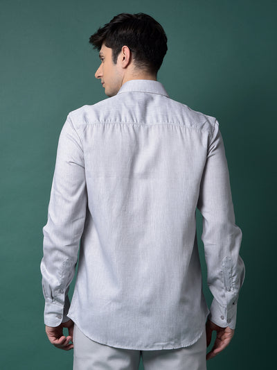 Grey Linen Shirt-Men Shirts-Crimsoune Club