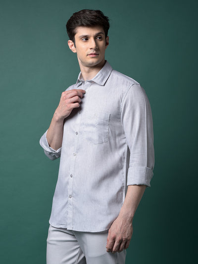 Grey Linen Shirt-Men Shirts-Crimsoune Club